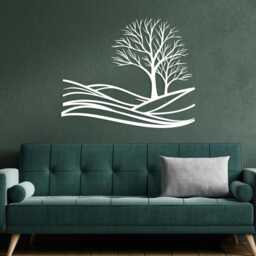 Minimalist Tree Metal Wall Art, Nature Inspired Line Decor, Unique Birthday Gift - thumbnail 2