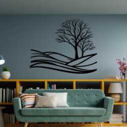 Minimalist Tree Metal Wall Art, Nature Inspired Line Decor, Unique Birthday Gift - thumbnail 3