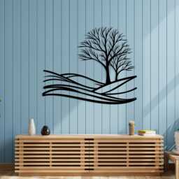 Minimalist Tree Metal Wall Art, Nature Inspired Line Decor, Unique Birthday Gift