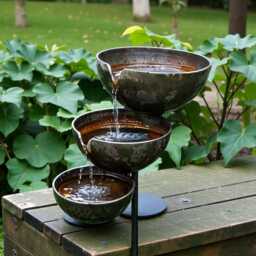 Rain Catcher Garden Stake, Metal Bird Bath, Bee & Butterfly Feeder Decor - thumbnail 3