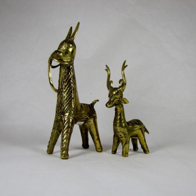 Deer Dhokra Brass Animal Sculpture, Statue, Alloy, Dhokra, Table Decor Curio, Artifact.tribal Art, Indian Art, Figurine, Indian Tribal Art - image 1