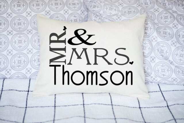 Personalized Pillow, Mr. & Mrs., Silver Anniversary, 2nd Cotton Heart, Wedding Gift, Anniversary Gift -Connally - image 1