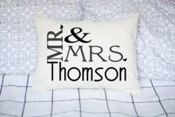 Personalized Pillow, Mr. & Mrs., Silver Anniversary, 2nd Cotton Heart, Wedding Gift, Anniversary Gift -Connally - thumbnail 1