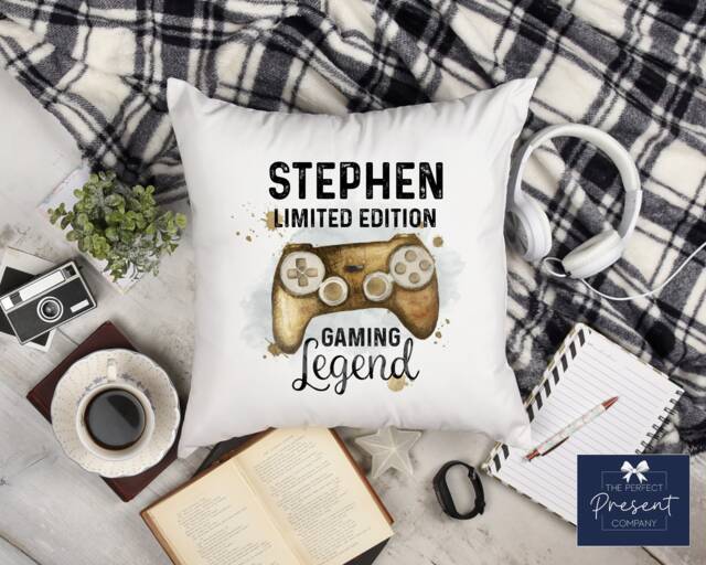 Personalised Gaming Cushion - Gamer Legend Gift For Him Dad Father's Day - image 1