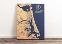 Plum Island, Massachusetts Map - Engraved Wood Coastal Chart Wall Art Sign, Beach House Home Decor Nautical Print, Unique Personalized Gift