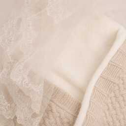 Luxury Knitted Baby Swaddle With Lace Veil, Girl Coming Home Outfit, Soft Newborn Cocoon, Receiving Blanket, Shower Gift - thumbnail 4
