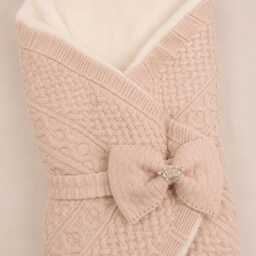 Luxury Knitted Baby Swaddle With Lace Veil, Girl Coming Home Outfit, Soft Newborn Cocoon, Receiving Blanket, Shower Gift - thumbnail 2