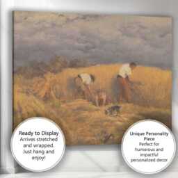 Golden Wheat Harvesters Under Stormy Sky Impressionist Landscape Canvas Wall Art Print Decor Picture Ready To Hang - thumbnail 3