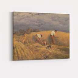 Golden Wheat Harvesters Under Stormy Sky Impressionist Landscape Canvas Wall Art Print Decor Picture Ready To Hang - thumbnail 4