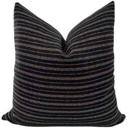 Jute Stripe - Black Boho Pillow Cover, Tribal Mud Cloth Hackner Home - thumbnail 1