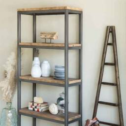 Reclaimed Scaffold Board Shelving Unit Rustic Industrial Bookcase - thumbnail 3