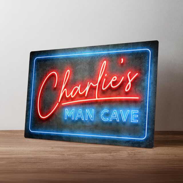 Personalised Man Cave Bar Sign - Custom Neon Style Home Pub Decor Outdoor Garden Art in A5, A4, A3 - image 1