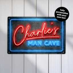 Personalised Man Cave Bar Sign - Custom Neon Style Home Pub Decor Outdoor Garden Art in A5, A4, A3 - thumbnail 2