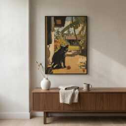 Cat Playing With Red Ball Wall Art - Modern Home Decor Gift For Lovers