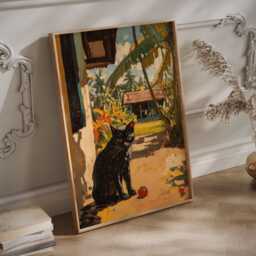 Cat Playing With Red Ball Wall Art , Modern Home Decor, Gift For Lovers - thumbnail 2