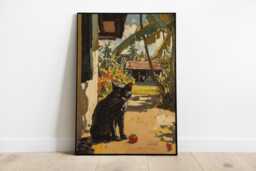 Cat Playing With Red Ball Wall Art , Modern Home Decor, Gift For Lovers - thumbnail 1