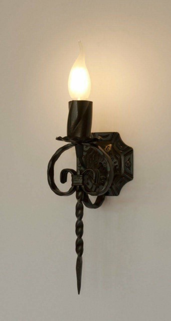 Wrought Iron Wall Sconce Gothic Medieval Light Fixture - image 1