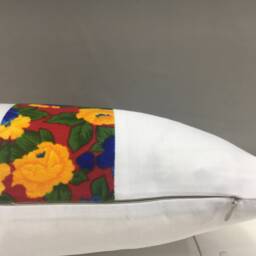 Silk Ikat Lumbar Pillow Cover, Floral Accent - 10x24 - thumbnail 4