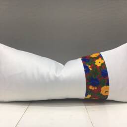 Silk Ikat Lumbar Pillow Cover, Floral Accent - 10x24 - thumbnail 2