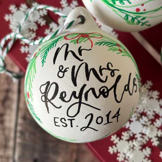 Personalised Ceramic Christmas Bauble, Hand Painted Name Ornament, Tree Decoration - image 1