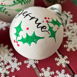 Personalised Ceramic Christmas Bauble, Hand Painted Name Ornament, Tree Decoration - thumbnail 4