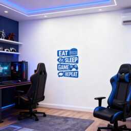 Eat Sleep Game Wall Decor Gamer Art Gift For Gamers Room Gaming Sticker Decal Person Boys Bedroom