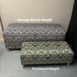 End-Of-Bed Storage in William Morris Velvet Handmade Strawberry Thief Ottoman Chest With Wooden Legs - thumbnail 3
