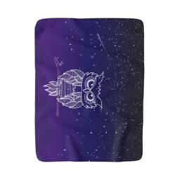 Sherpa Fleece Owl Blanket, Night Sky Unisex Throw, Throw - thumbnail 1