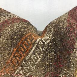 Vintage Kilim Lumbar Pillow Cover, Turkish Ethnic Cushion - 16x24 - thumbnail 2