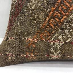 Vintage Kilim Lumbar Pillow Cover, Turkish Ethnic Cushion - 16x24 - thumbnail 3