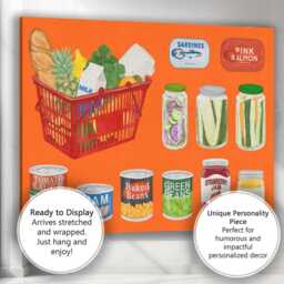 Retro Grocery Pantry Food Collection Illustration Canvas Wall Art Print Decor Picture Ready To Hang - thumbnail 3