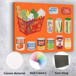 Retro Grocery Pantry Food Collection Illustration Canvas Wall Art Print Decor Picture Ready To Hang - thumbnail 2