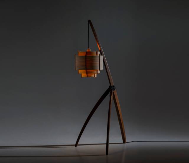 Wood Walnut Floor Lamp, Custom Design Lamp & Lighting, Mid Century Modern Unique Character Lighting, Lamin - image 1