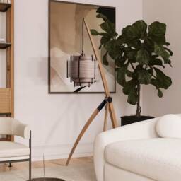 Wood Walnut Floor Lamp, Custom Design Lamp & Lighting, Mid Century Modern Unique Character Lighting, Lamin - thumbnail 2