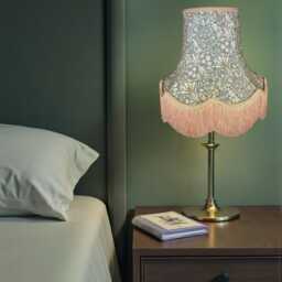 William Morris Forest Snakeshead Curtains Fabric Lampshade Antique Gold Braid & Fringe, Bespoke British Handmade - thumbnail 3