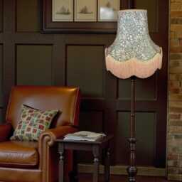 William Morris Forest Snakeshead Curtains Fabric Lampshade Antique Gold Braid & Fringe, Bespoke British Handmade - thumbnail 2