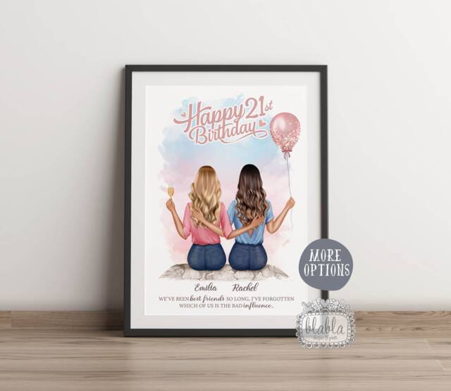 21st Birthday Gift, Friend Best Wall Art, Personalised Gift - image 1