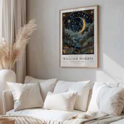 William Morris Print, Art, Exhibition Poster, Celestial Artwork, Moon Space Night Sky Print, William - thumbnail 2
