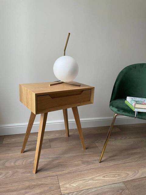 Modern Oak Nightstand With Drawer, Scandinavian Bedside Table - image 1