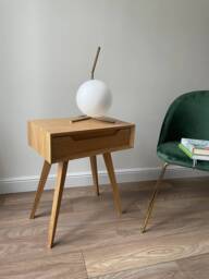 Modern Oak Nightstand With Drawer, Scandinavian Bedside Table - thumbnail 1
