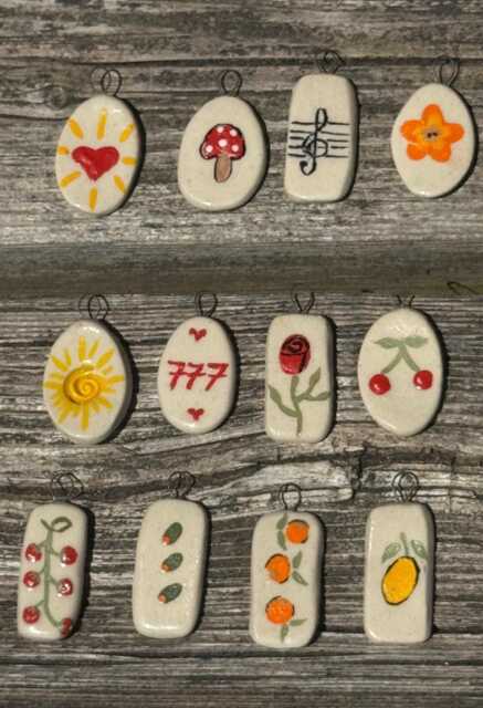 Handmade Charms For Necklace - Pendant Mediterranean Summer Lemon Amalfi Ceramic Hand Painted - image 1