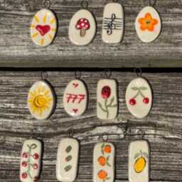 Handmade Charms For Necklace - Pendant Mediterranean Summer Lemon Amalfi Ceramic Hand Painted - thumbnail 4