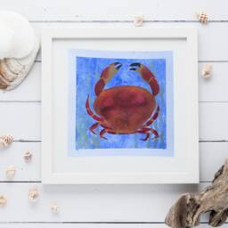 Watercolor Crab Painting Coastal Nautical Wall Art - thumbnail 2