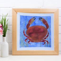 Watercolor Crab Painting Coastal Nautical Wall Art - thumbnail 1