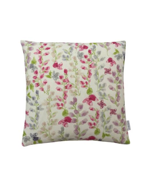 Double Sided Sweet-Pea Floral Botanical Pink Natural Linen Throw Cushion Cover/Sham Pillow Case - image 1