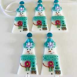 Snowman Fused Glass Christmas Tree Decoration, Cornwall, Cornish - thumbnail 2