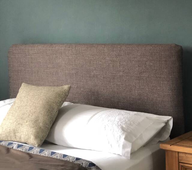 Headboard Cover - Taupe Basket Weavetextured Fabric. Cusstom Made To Fit Existing Headboard, See Description For Full Details - image 1