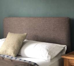 Headboard Cover - Taupe Basket Weavetextured Fabric. Cusstom Made To Fit Existing Headboard, See Description For Full Details