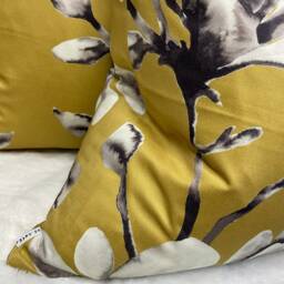 Magnolia Pillow Cover, Lotus By Harlequin Fabric Ochre Floral Cushion Cover Cotton Satin Handmade Sofa Set Bed - thumbnail 3