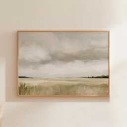 Prairie Cloud Poster, Neutral Grassland Print, Landscape Wall Art, Paper - thumbnail 1